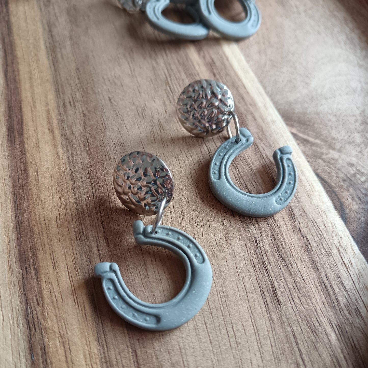 Horse Shoe Dangle Stud Earrings