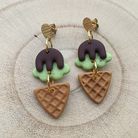 Ice Cream Dubai Chocolate Dangle Stud Earrings