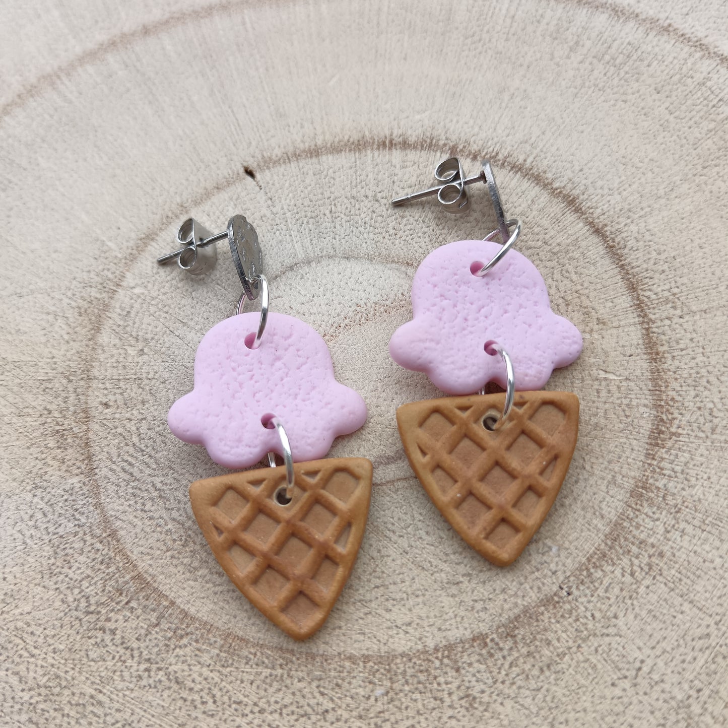 Ice Cream Strawberry Dangle Stud Earrings