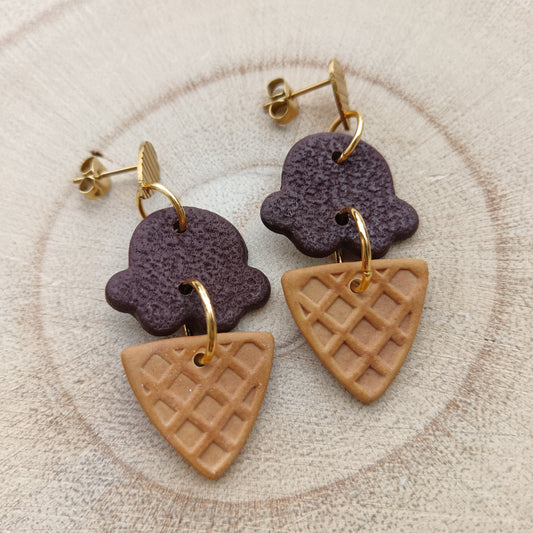 Ice Cream Chocolate Dangle Stud Earrings
