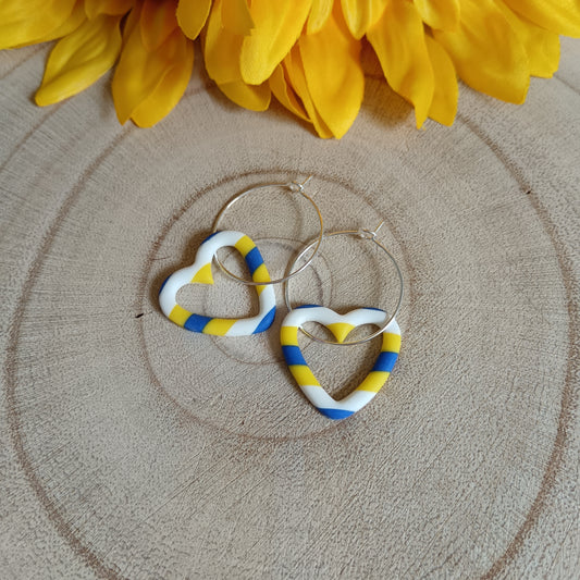 Leeds United Heart Hoop Earrings