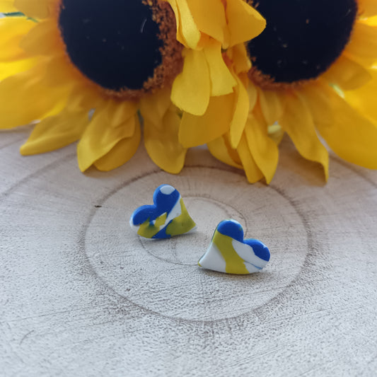 Tie Die Leeds United Heart Stud Earrings