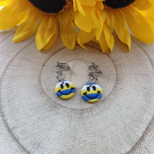 Leeds United Smiley Emoji Clip On Earrings