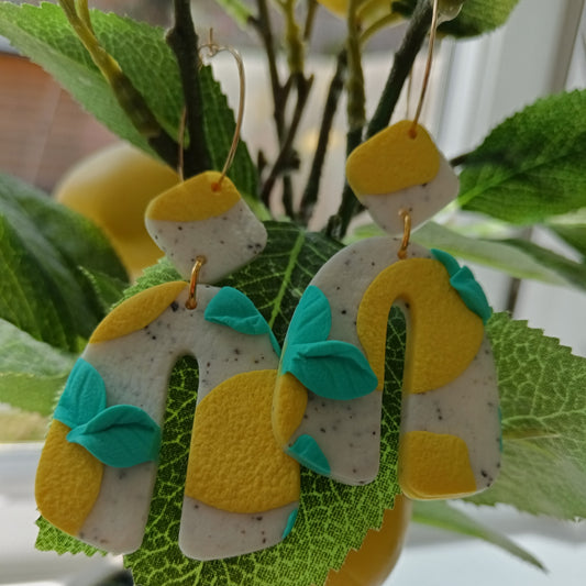 Lemon Granite Dangle Hoop Earrings