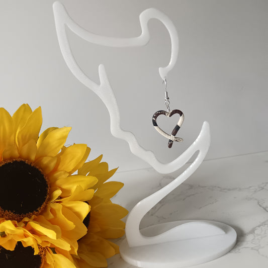 Leopard Print X Heart Hook Earrings