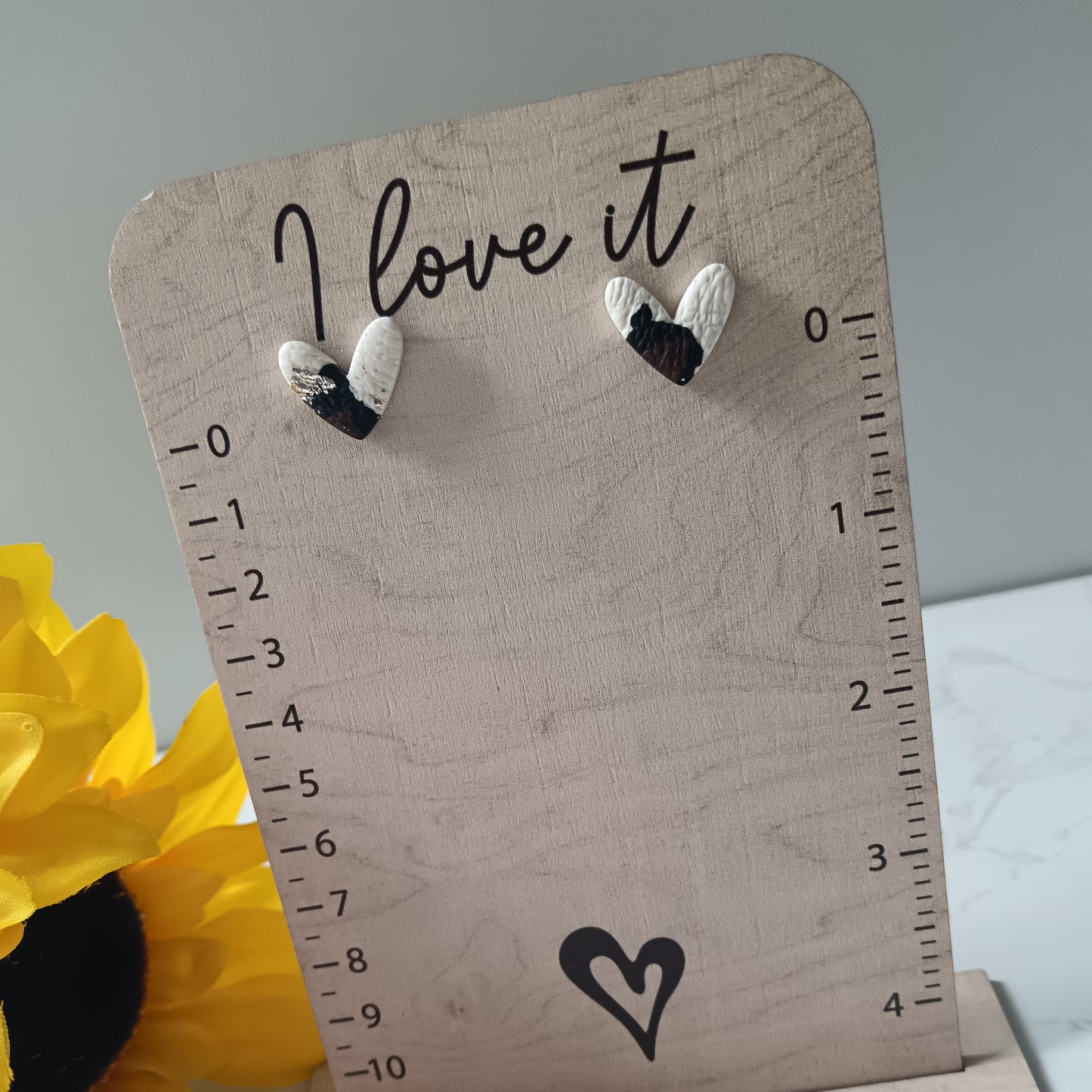 Leopard Print Heart Stud Earrings