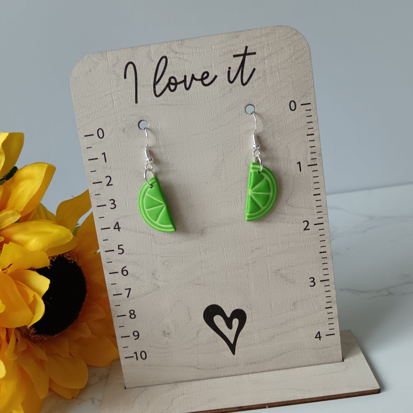 Lime Half Slice Hook Earrings