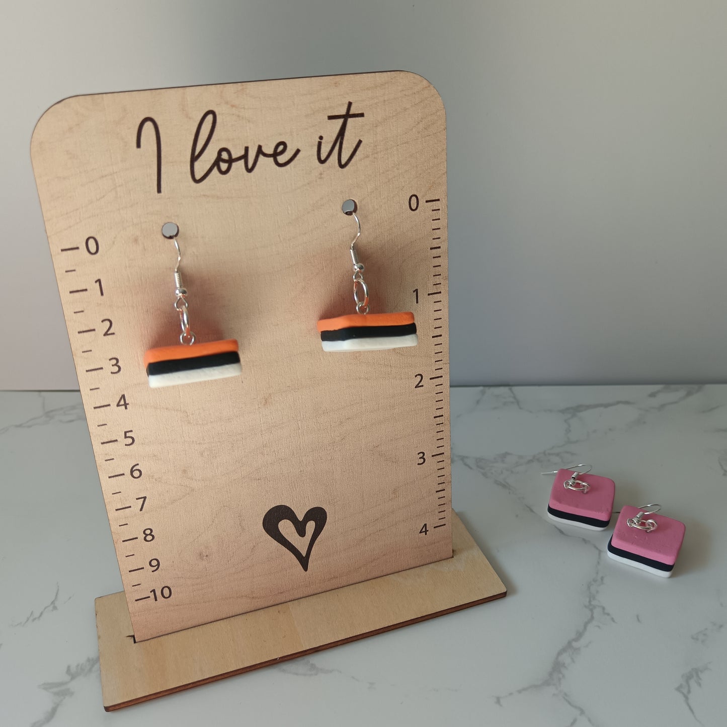 Liquorice Allsorts Orange Sandwich Hook Earrings