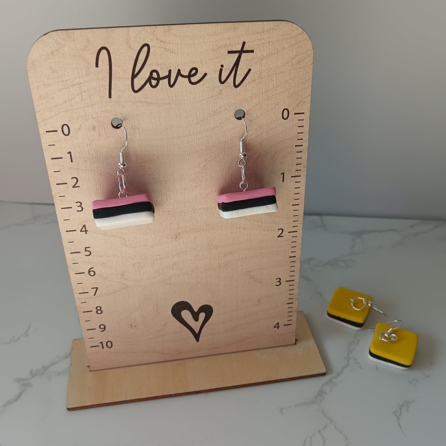 Liquorice Allsorts Pink Sandwich Hook Earrings