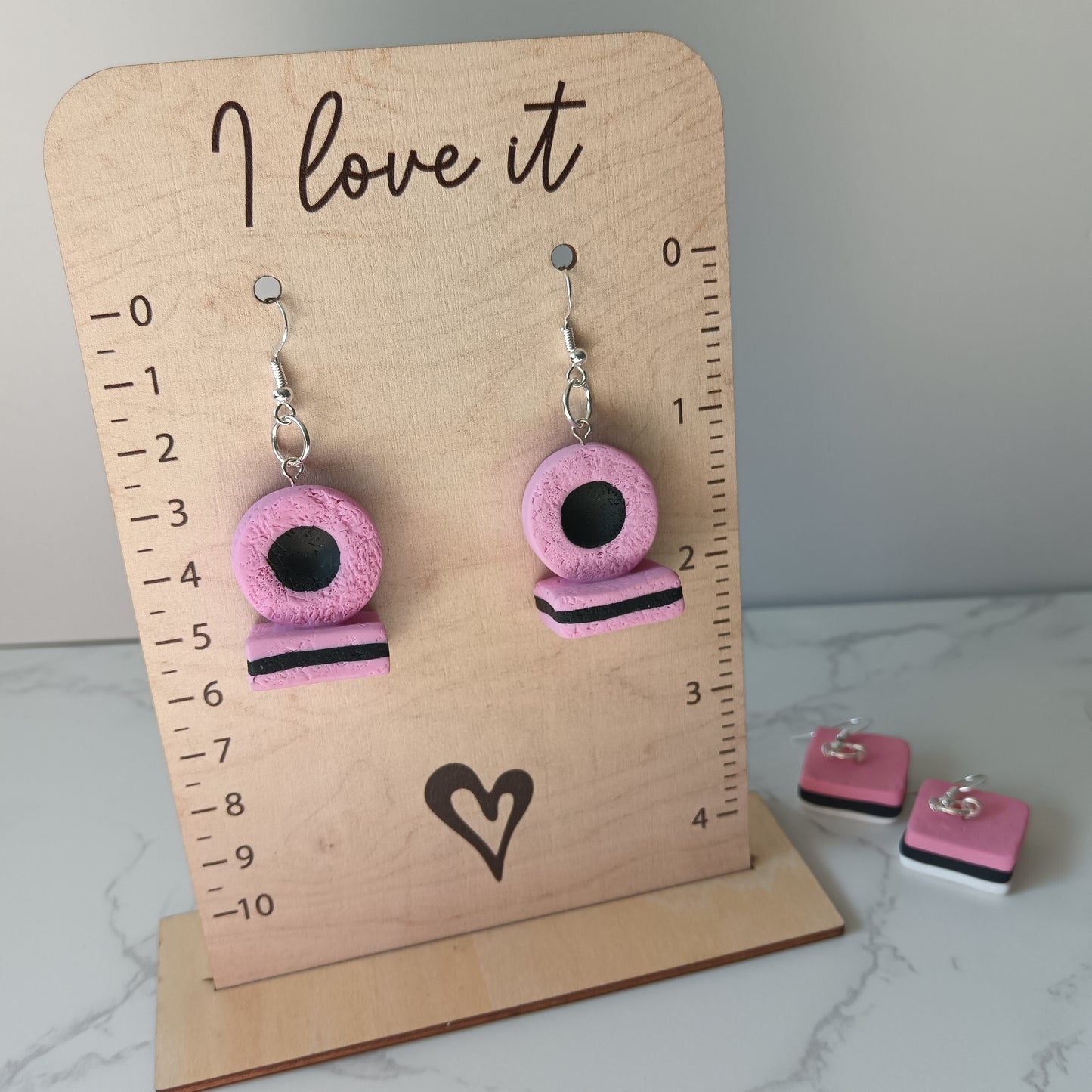 Liquorice Allsorts Pink Coconut Roll & Sandwich Hook Earrings