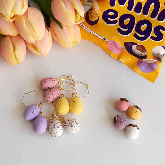 Mini Egg Hexagon Hoop Earrings