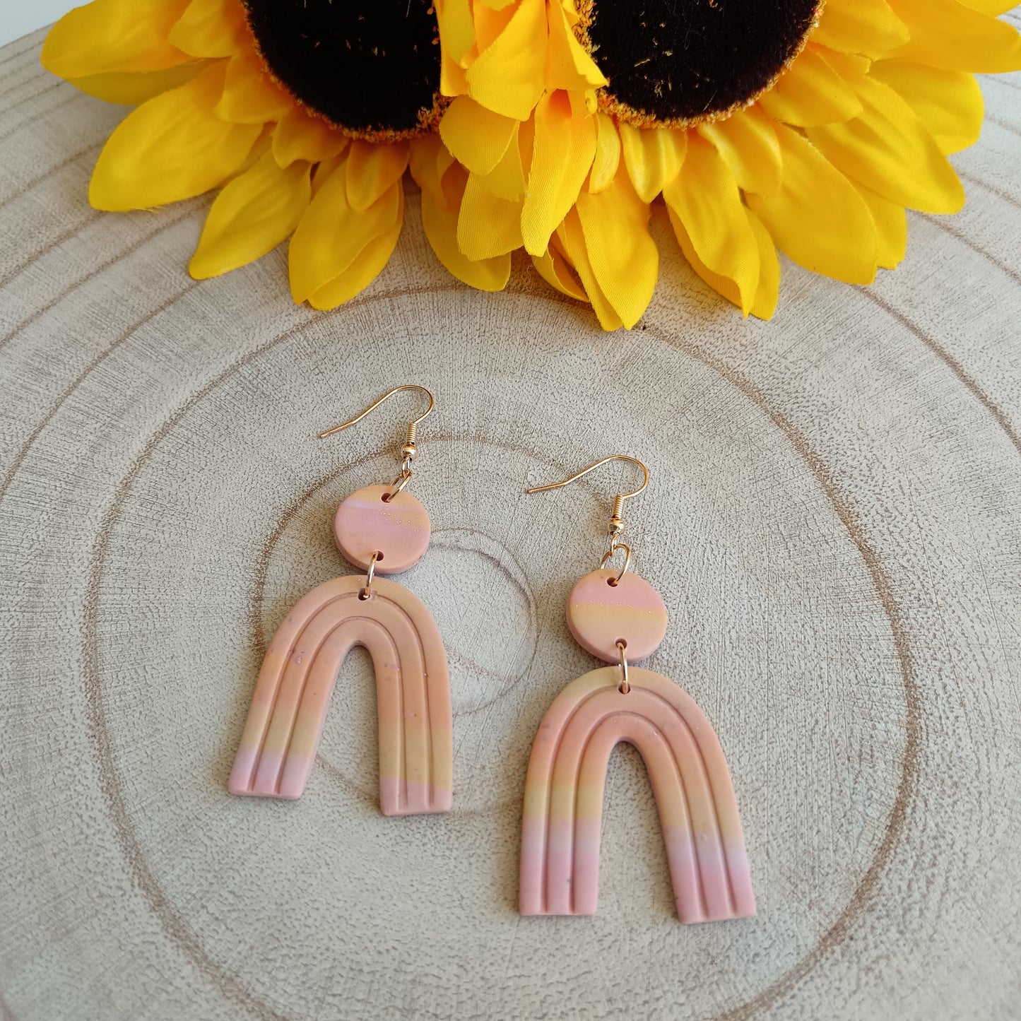 Arch Ombre Pastel Dangle Hook Earrings