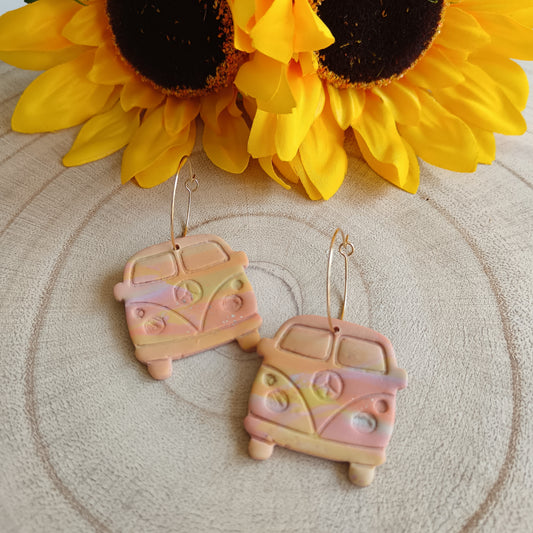 Camper Van Ombre Pastel Hoop Earrings