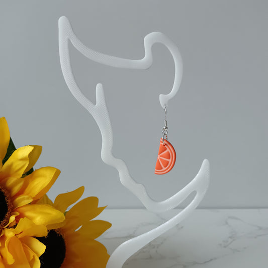 Orange Half Slice Hook Earrings