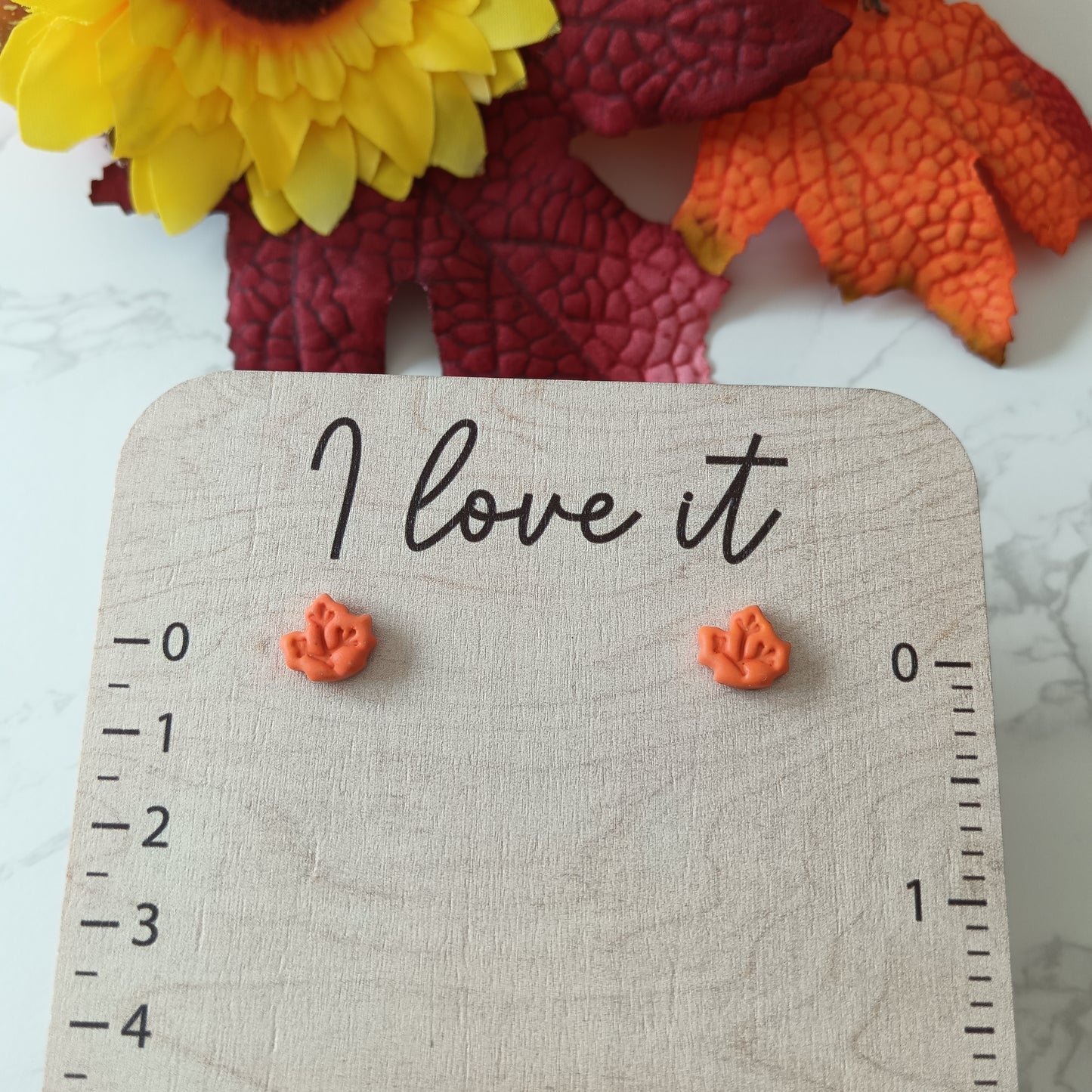 Orange Maple Leaf Studs