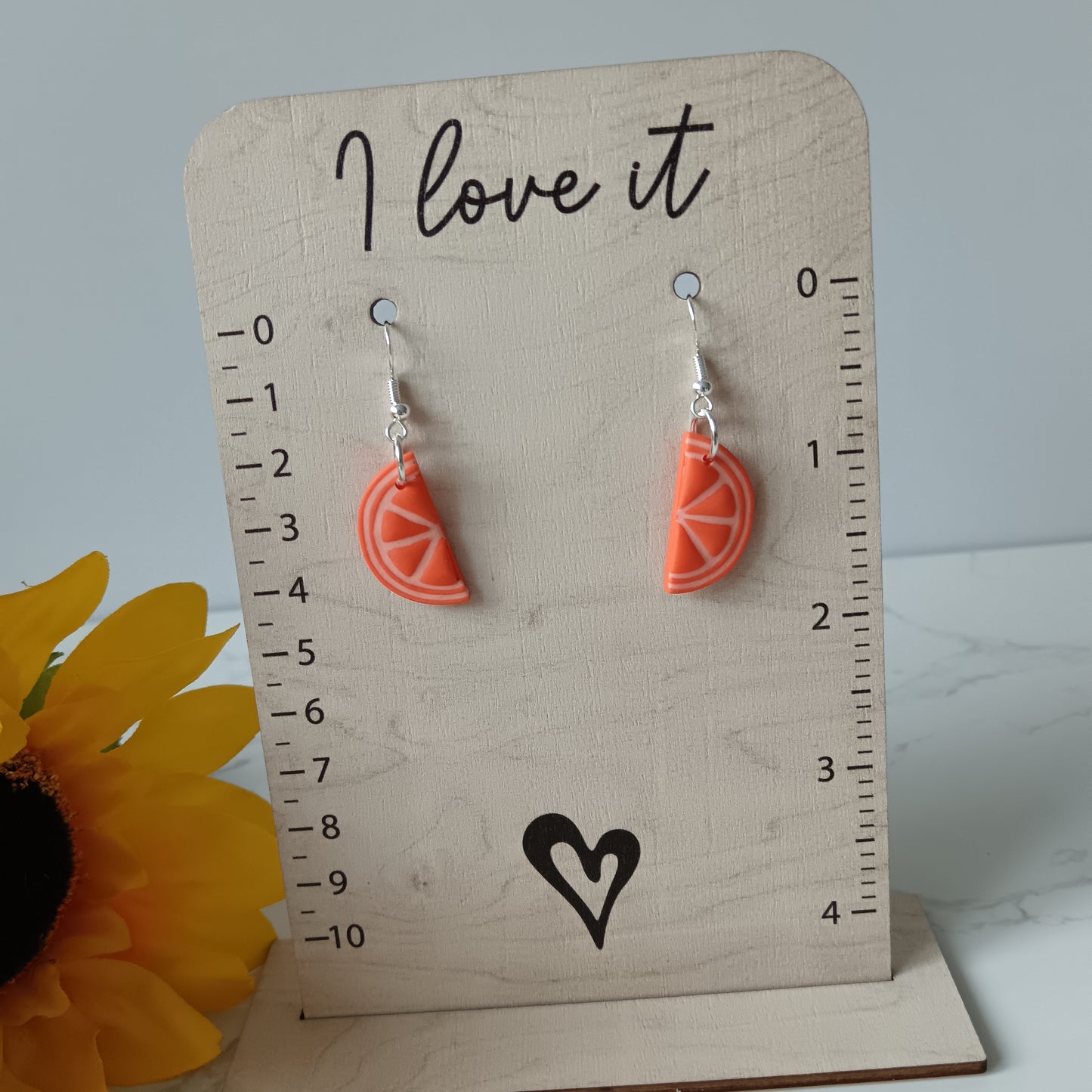 Orange Half Slice Hook Earrings