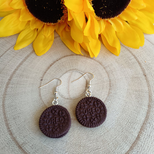 Sandwich Cookie Oreo Hook Earrings