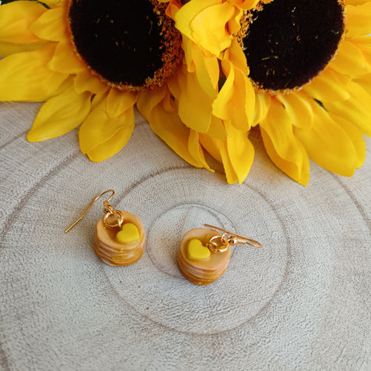 Stack of Pancake Gold Hook Earring