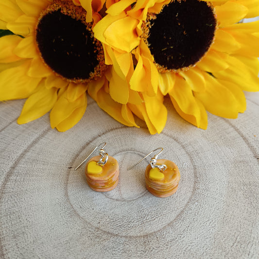 Stack of Pancake Silver Hook Earrings