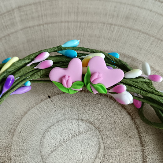 Pink Heart Tulip Stud Earrings