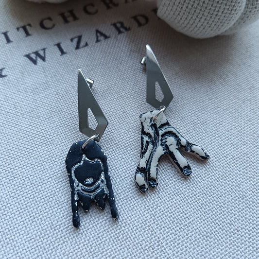Raven Girl Inspired Dangle Stud Earrings
