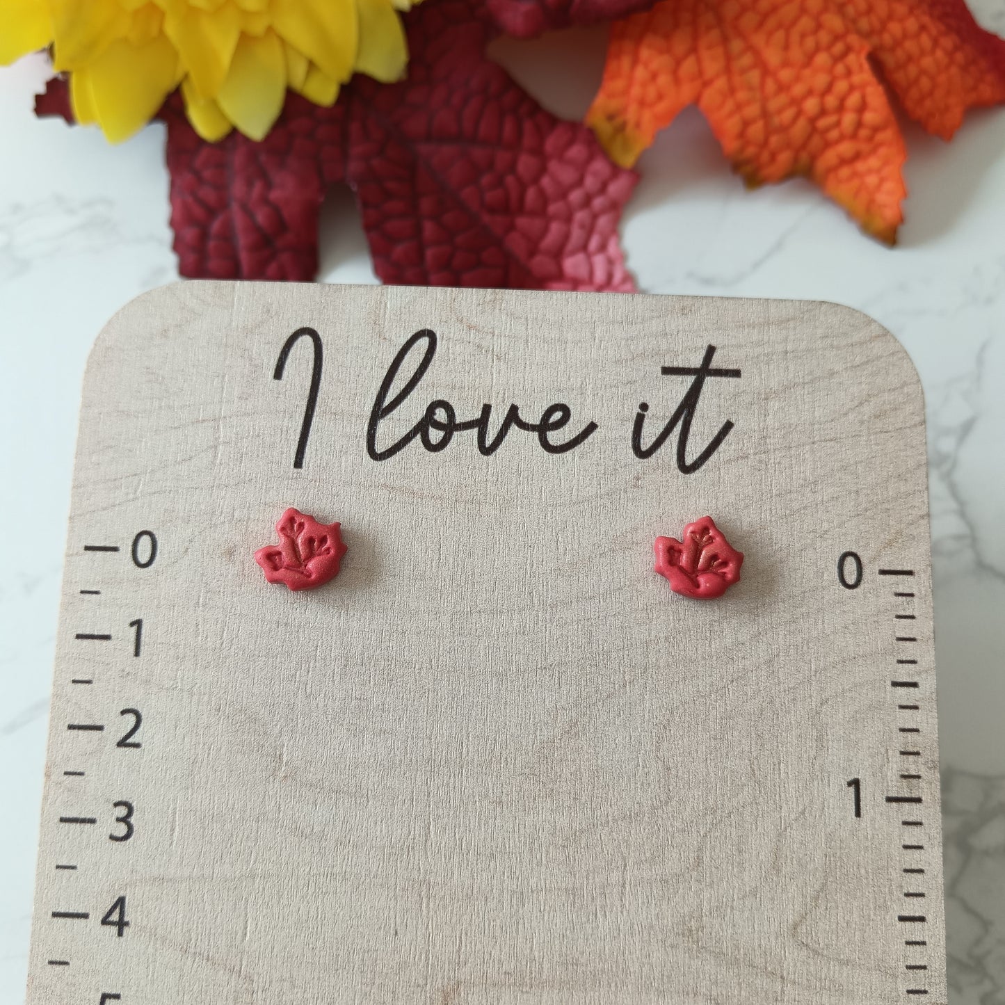 Red & Gold Maple Leaf Studs