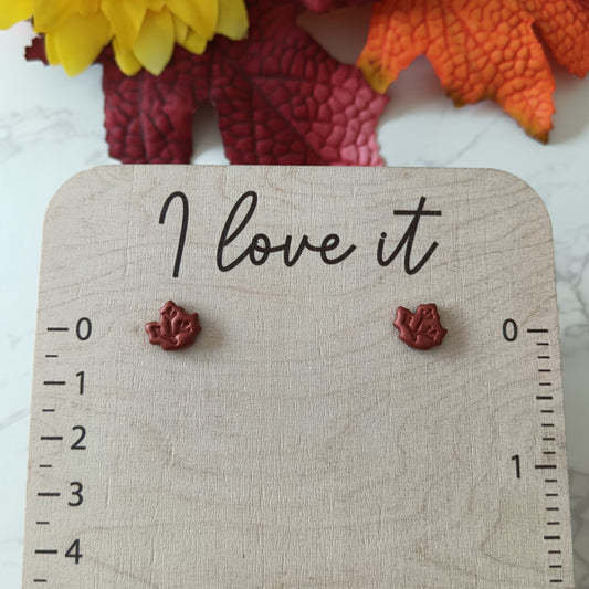 Deep Red Maple Leaf Studs