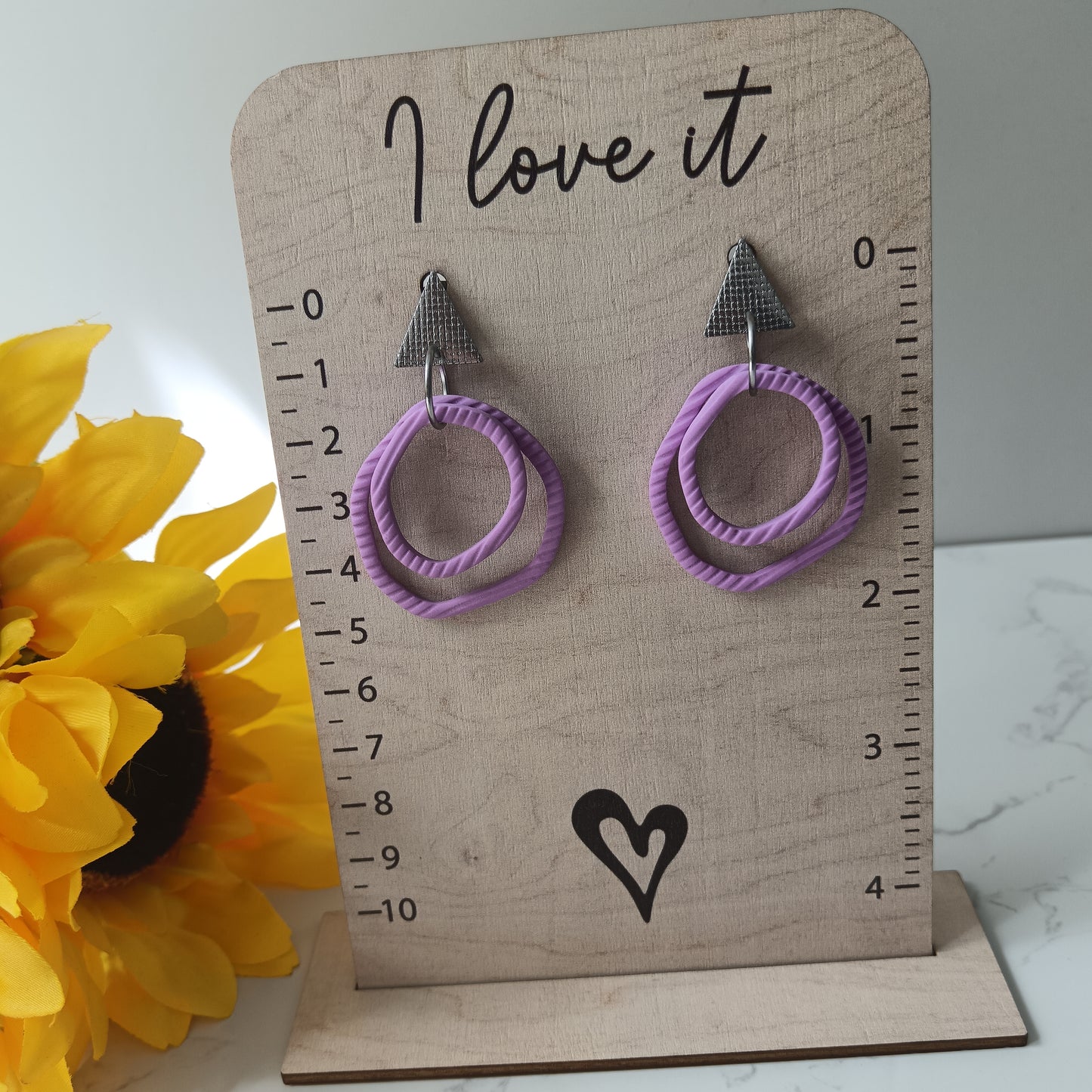 Skinny Organic Lilac Hoop Dangle Stud Earrings