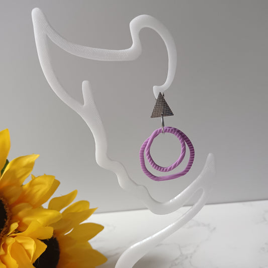 Skinny Organic Lilac Hoop Dangle Stud Earrings