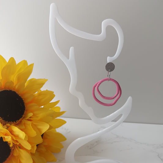 Skinny Organic Hot Pink Hoop Dangle Stud Earrings