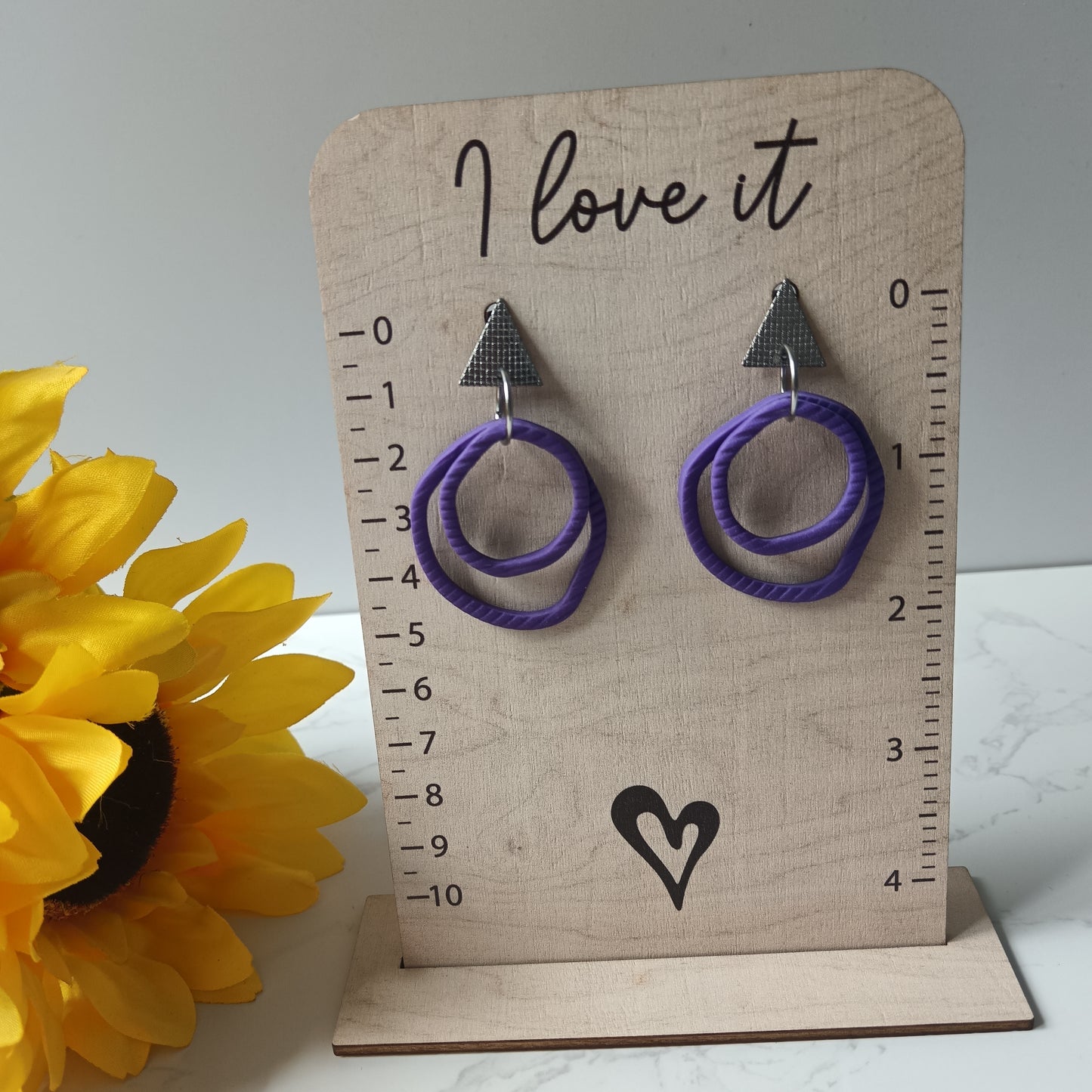 Skinny Organic Deep Purple Hoop Dangle Stud Earrings