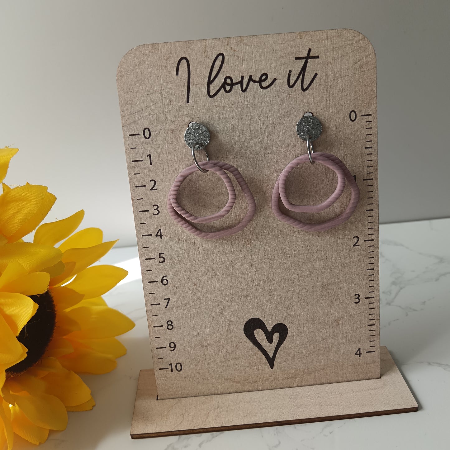 Skinny Organic Baby Pink Hoop Dangle Stud Earrings