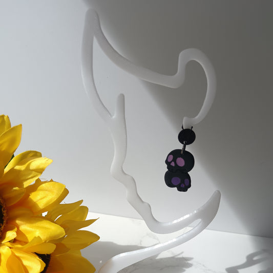 Black, Pink & Purple Skull Dangle Stud Earrings