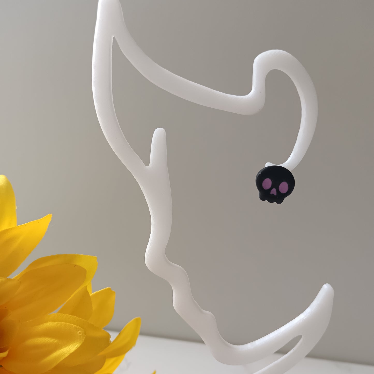 Black & Pink Skull Stud Earrings