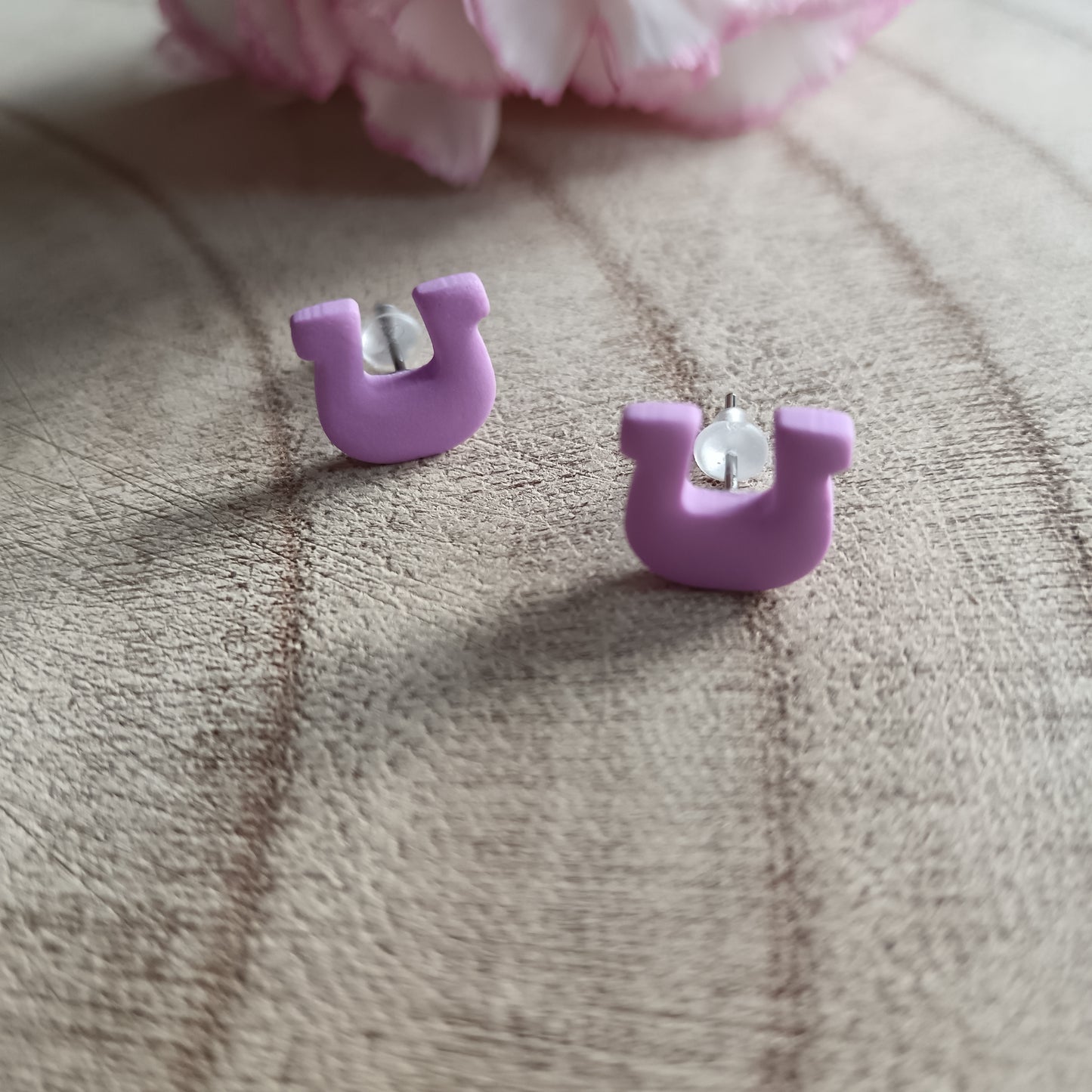 Purple Horseshoe Lucky Charm Stud Earrings