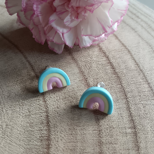 Rainbow Lucky Charm Stud Earrings