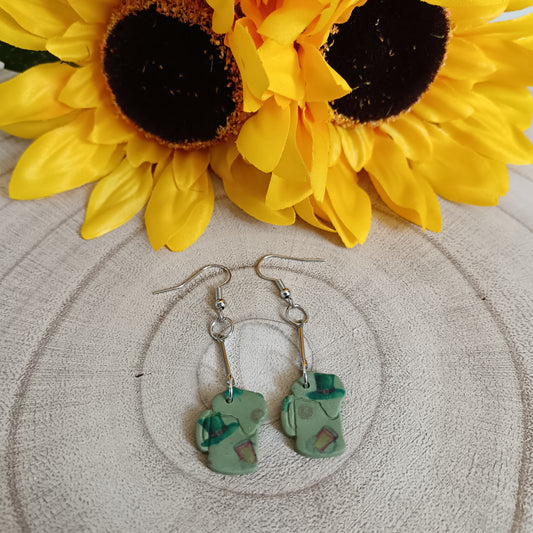 St Patrick`s Day Printed Beer Glass Hook Earrings