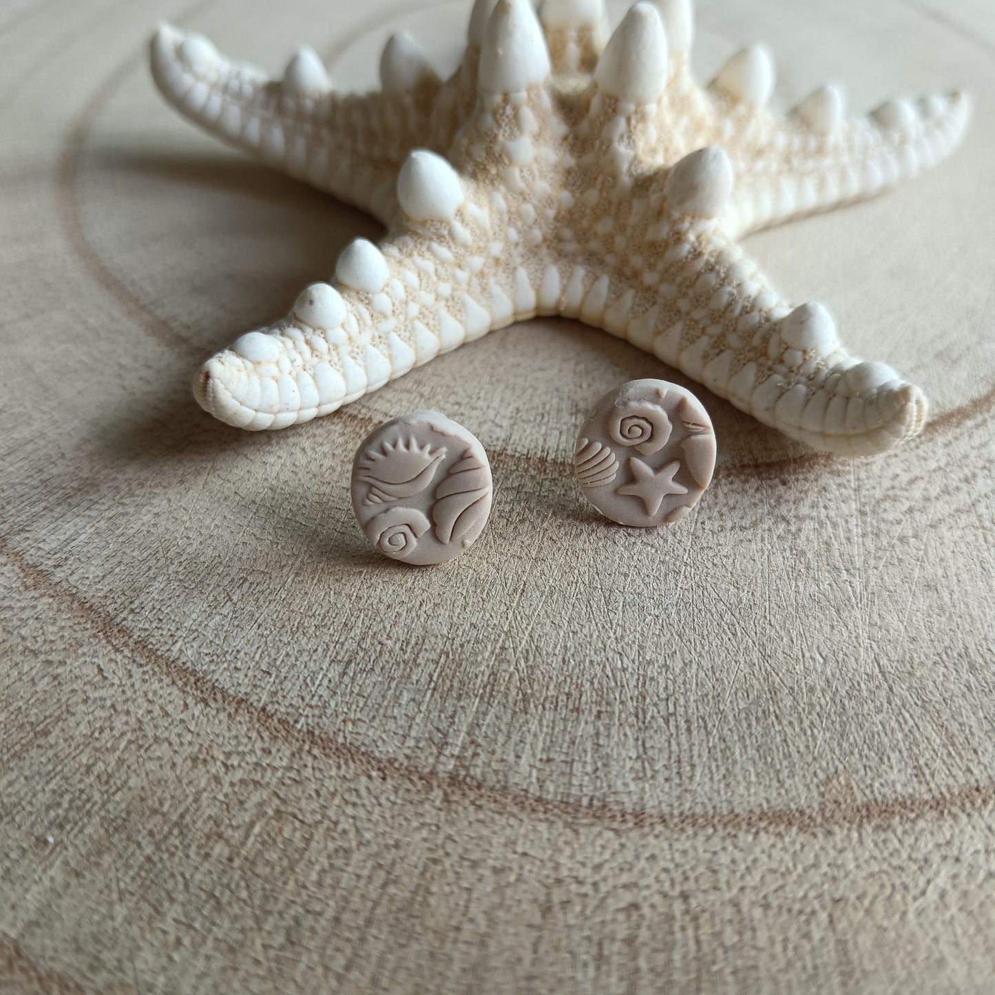 Beach & Shell Inspired Sand Oval Stud Earrings