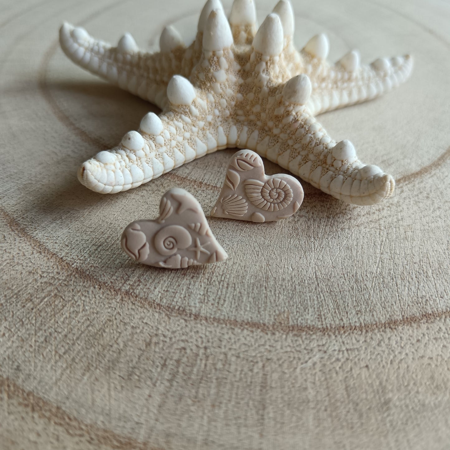 Beach & Shell Inspired Sand Heart Stud Earrings