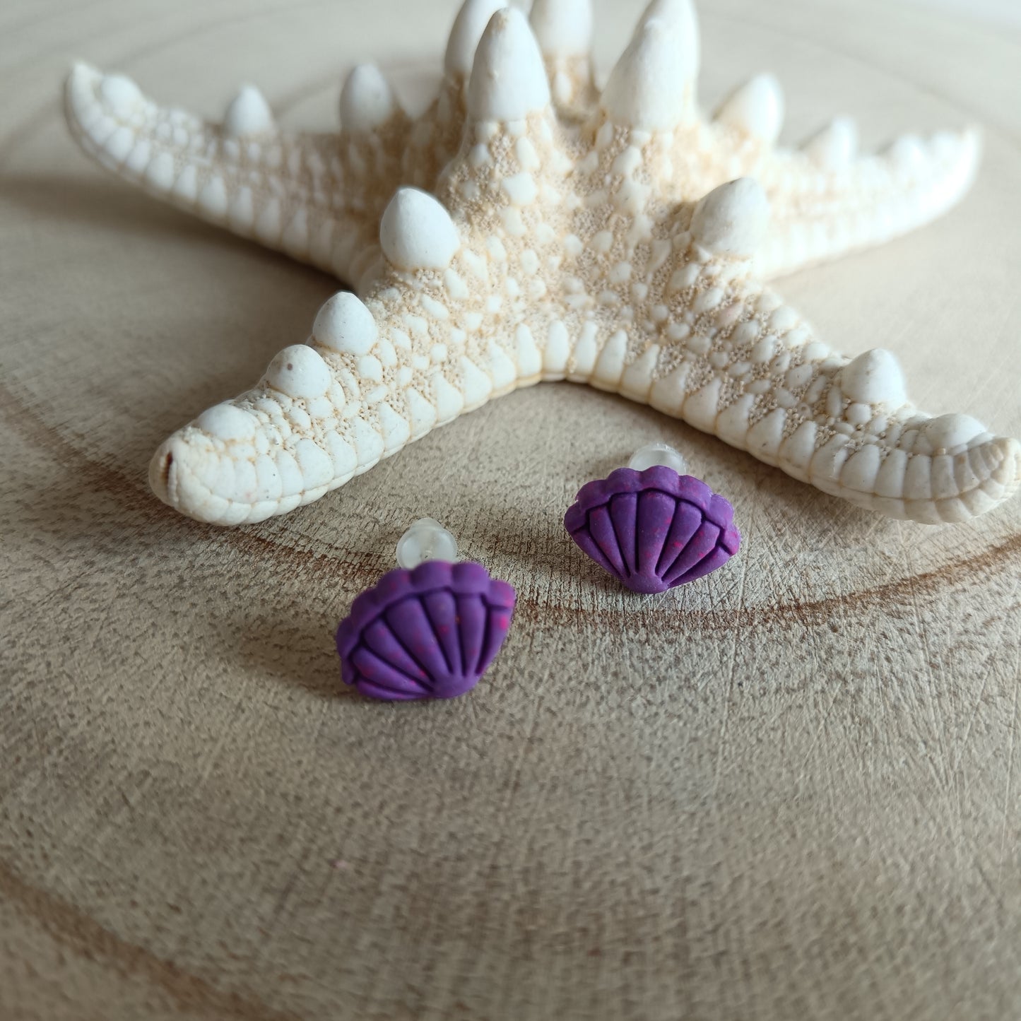 Micro Shell Purple Pink Shimmer Stud Earrings