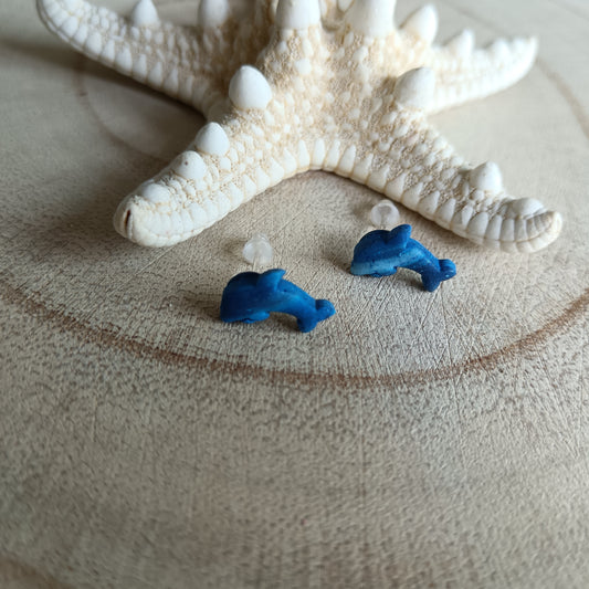 Dolphin Blue Ombre Stud Earrings
