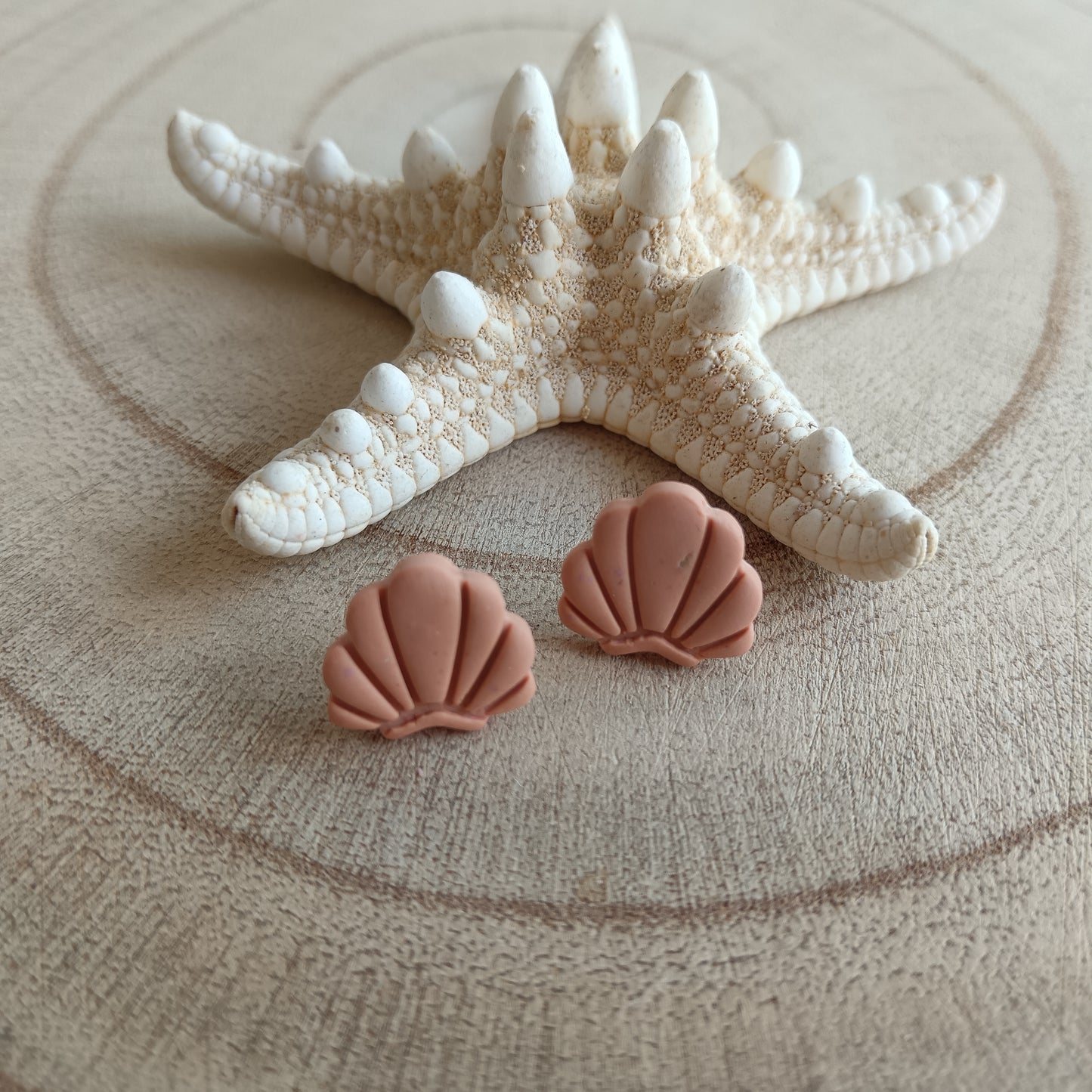Shell Peach Orange Stud Earrings