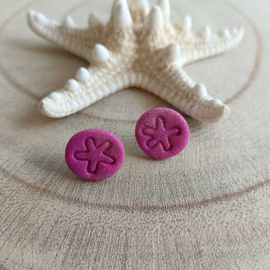 Sand Dollar Hot Pink Stud Earrings
