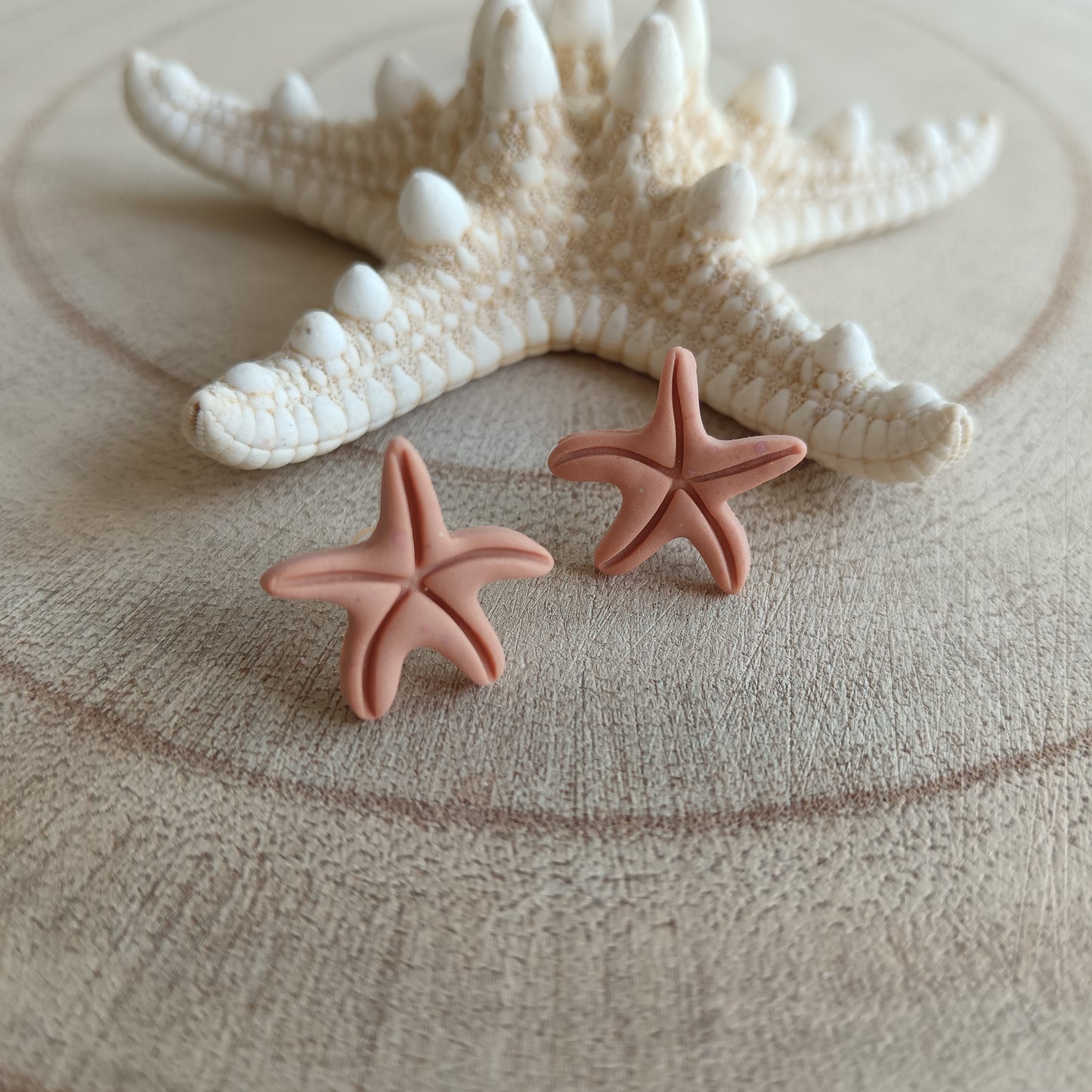 Starfish Peach Orange Stud Earrings