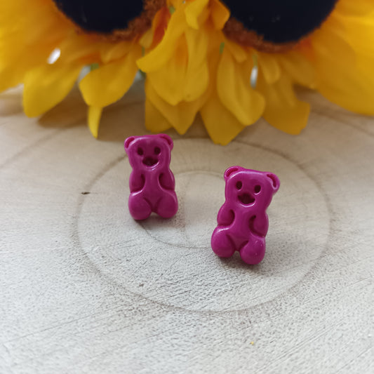 Gummy Bear Hot Pink Stud Earrings
