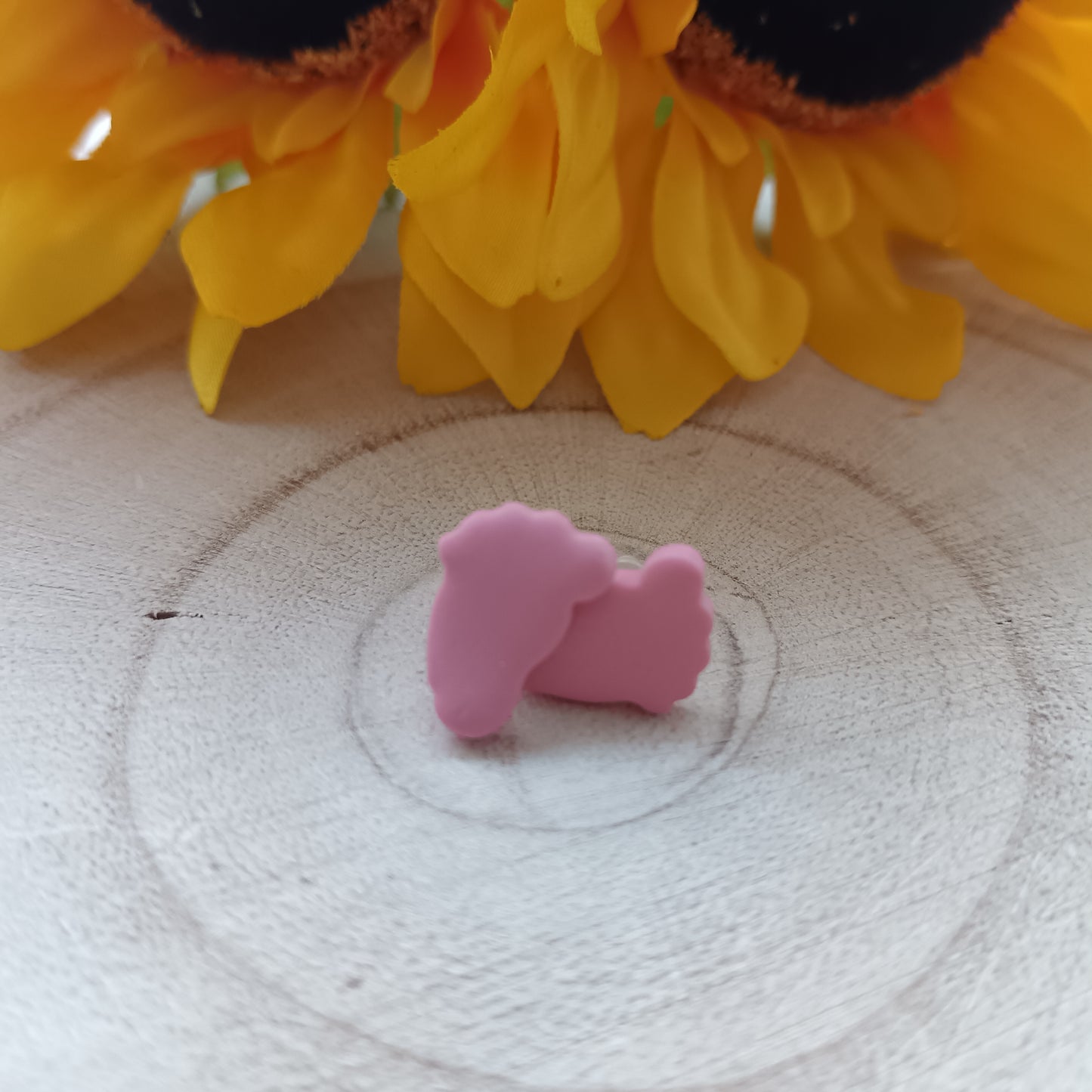Baby Feet Pink Stud Earrings