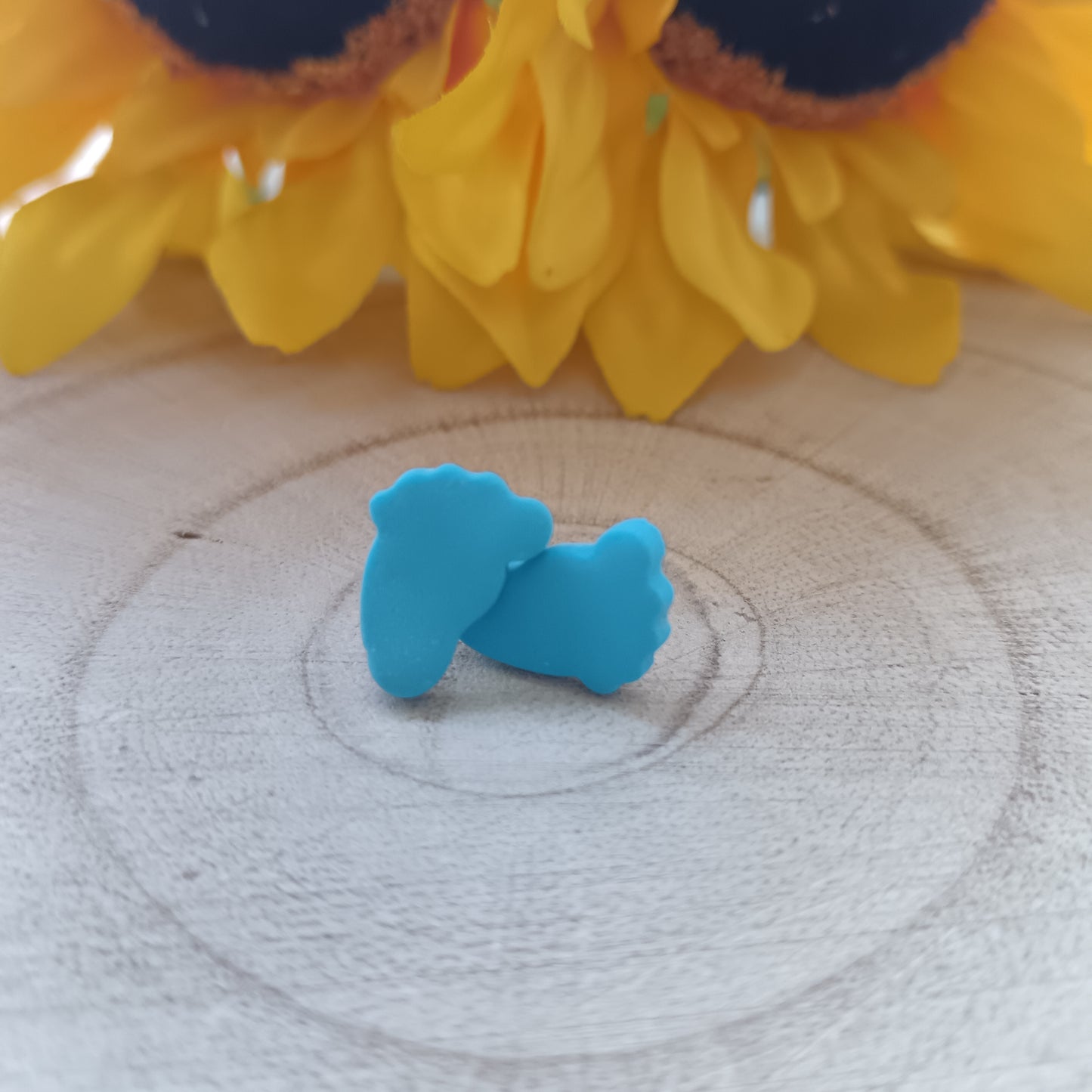 Baby Feet Blue Stud Earrings