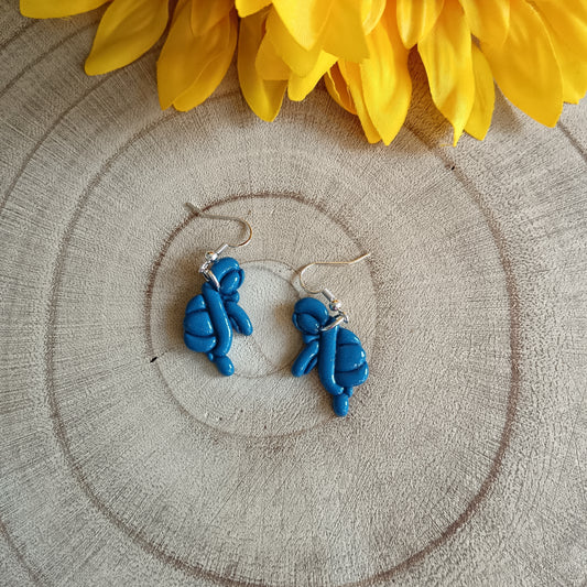 Cobalt Blue Balloon Twist Turtle Hook Earrings