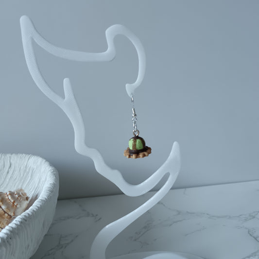 Ice Cream Topped Waffle Mint Choc Chip Hook Earrings