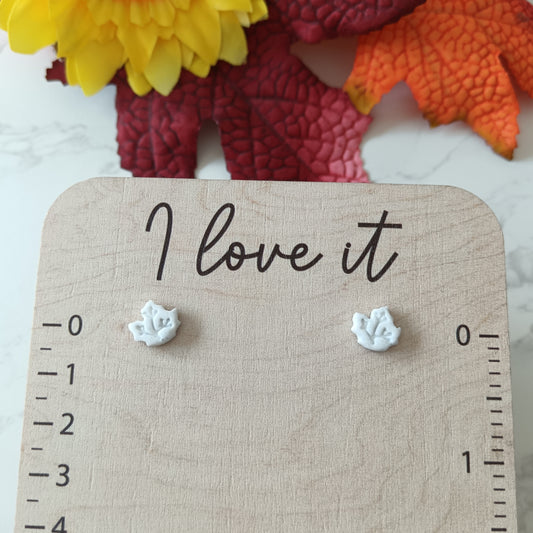 White & Silver Maple Leaf Studs